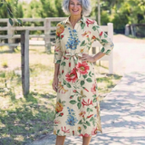 Vesney | Button Front Half Sleeve Floral Midi Dress
