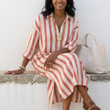 Lilalia | Long Sleeve Striped Midi Shirt Dress
