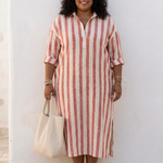 Lilalia | Long Sleeve Striped Midi Shirt Dress