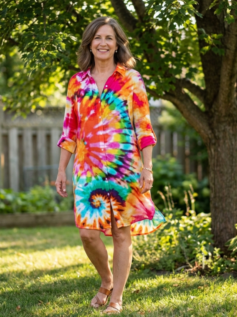 Maewynne | Long Sleeve Tie Dye Shirt Dress