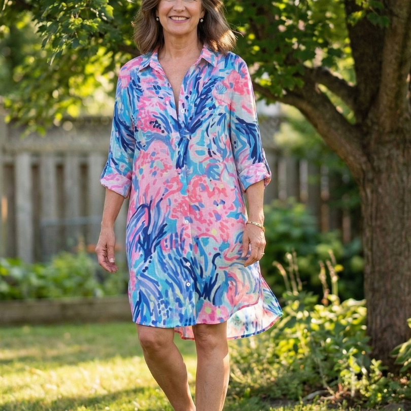 Maewynne | Long Sleeve Tie Dye Shirt Dress