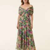 Prusia | Off Shoulder Twist Front Midi Dress