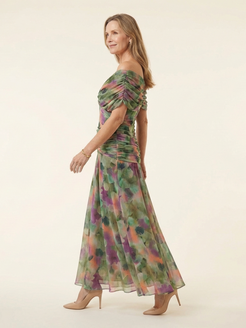 Prusia | Off Shoulder Twist Front Midi Dress