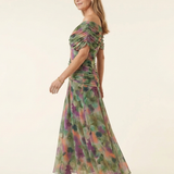 Prusia | Off Shoulder Twist Front Midi Dress