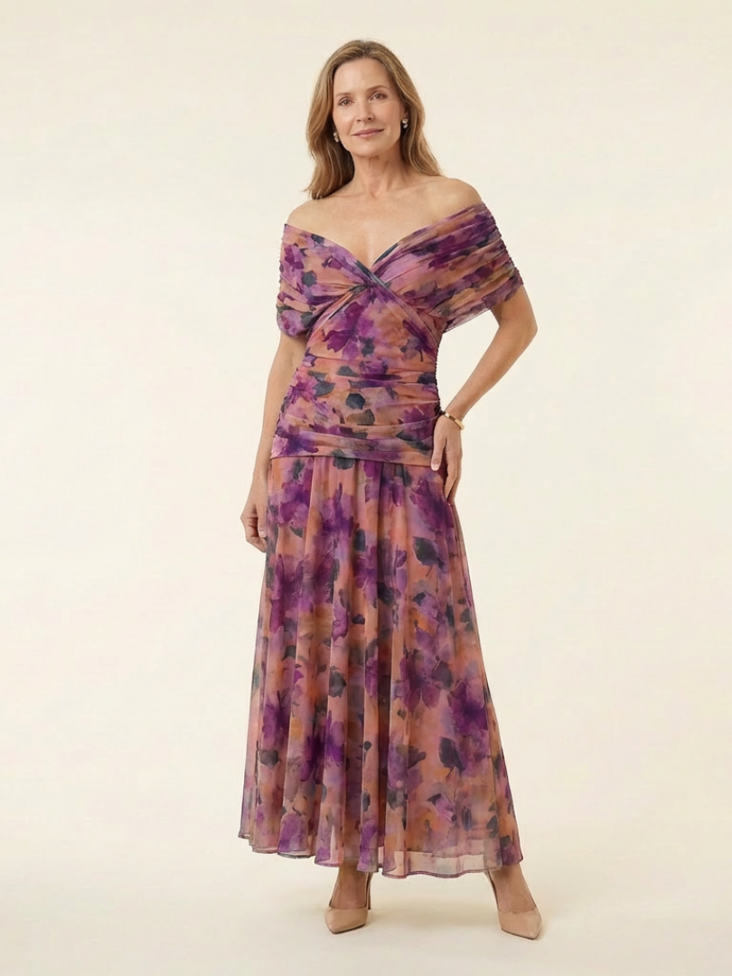 Prusia | Off Shoulder Twist Front Midi Dress