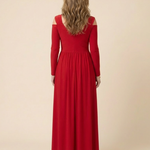 Clania | Long Sleeve V Neck Maxi Dress With Slit