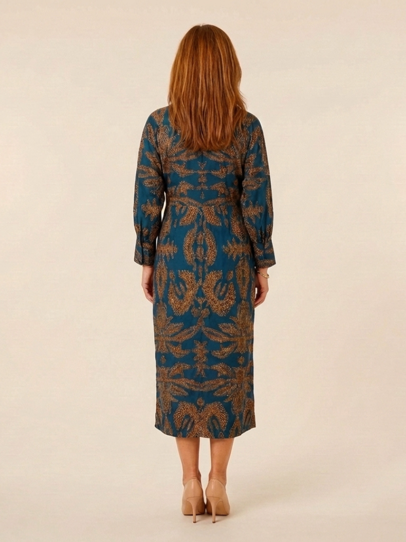 Romyetta | Long Sleeve V Neck Twist Front Midi Dress