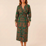 Romyetta | Long Sleeve V Neck Twist Front Midi Dress