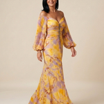 Belina | Off Shoulder Pleated Long Sleeve Maxi Dress