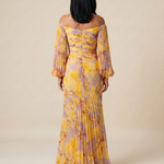 Belina | Off Shoulder Pleated Long Sleeve Maxi Dress