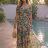 Prusia | Off Shoulder Twist Front Midi Dress