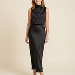 Marthea | Sleeveless Draped High Neck Midi Dress