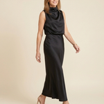 Marthea | Sleeveless Draped High Neck Midi Dress