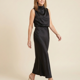 Marthea | Sleeveless Draped High Neck Midi Dress