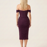 Talda | Off Shoulder Ruched Midi Dress