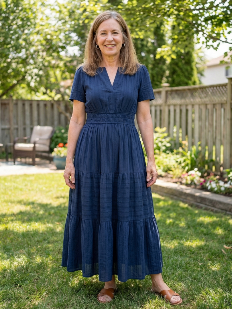 Vidada | Short Sleeve Tiered Maxi Dress