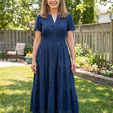 Vidada | Short Sleeve Tiered Maxi Dress