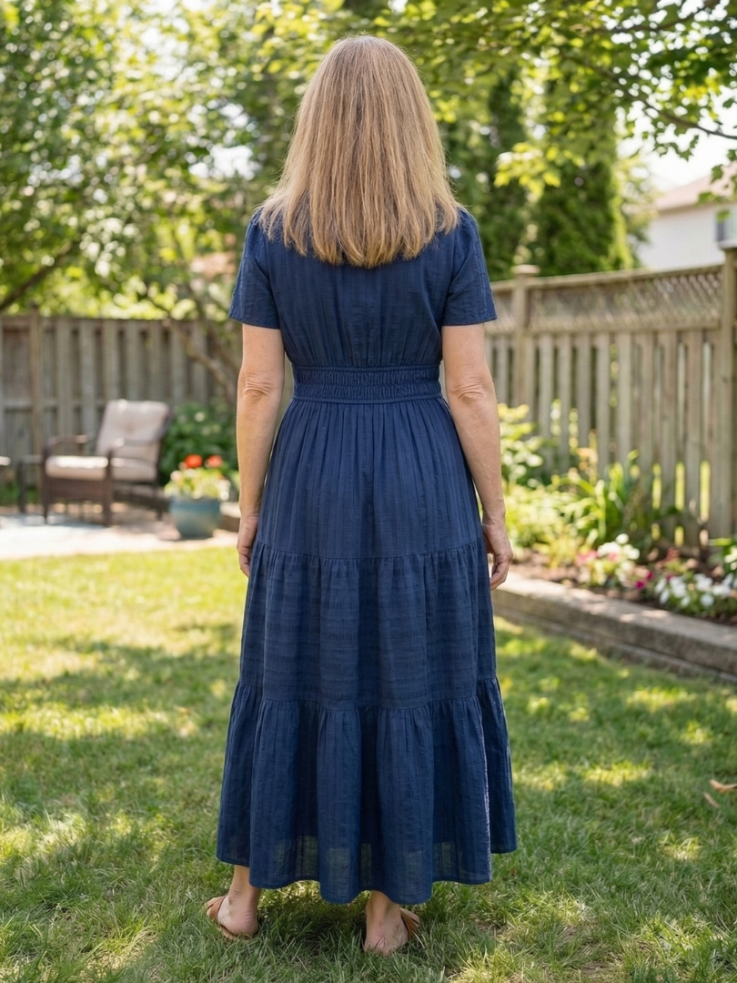 Vidada | Short Sleeve Tiered Maxi Dress