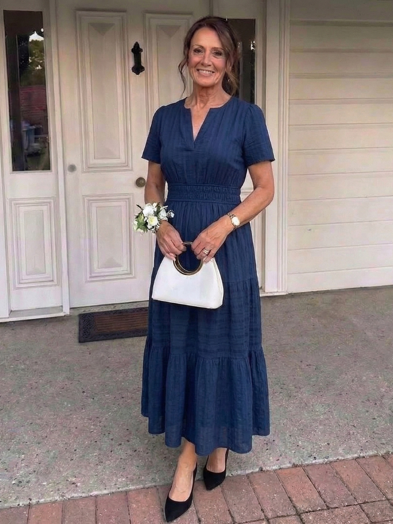 Vidada | Short Sleeve Tiered Maxi Dress