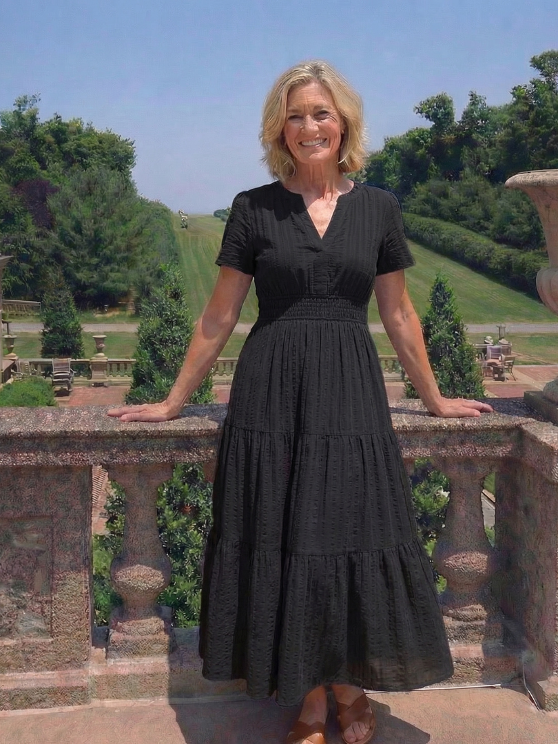 Vidada | Short Sleeve Tiered Maxi Dress