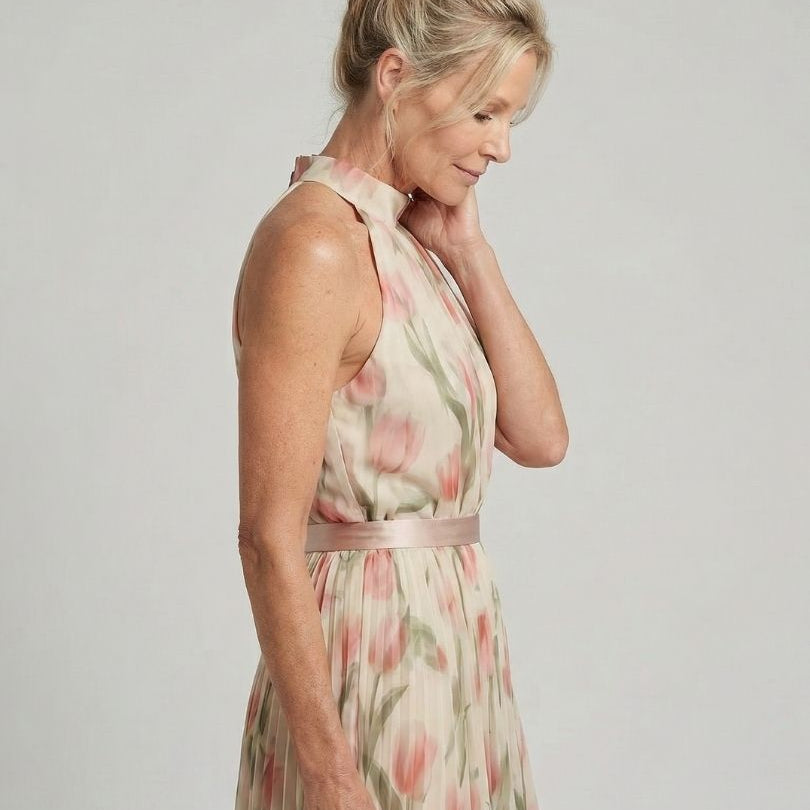 Lioralora | Halter Neck Floral Midi Dress