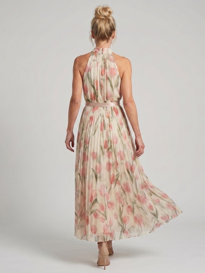 Lioralora | Halter Neck Floral Midi Dress