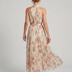Lioralora | Halter Neck Floral Midi Dress