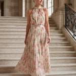 Lioralora | Halter Neck Floral Midi Dress