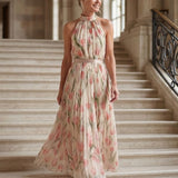 Lioralora | Halter Neck Floral Midi Dress