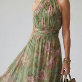 Dahwyn | Gathered Halter Midi Dress