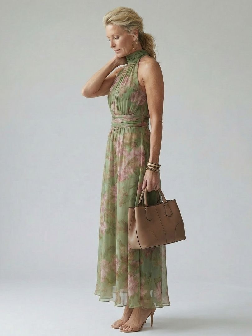 Dahwyn | Gathered Halter Midi Dress