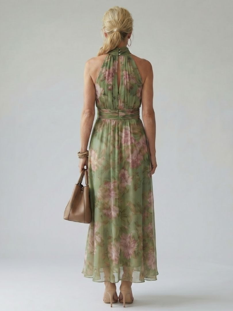 Dahwyn | Gathered Halter Midi Dress