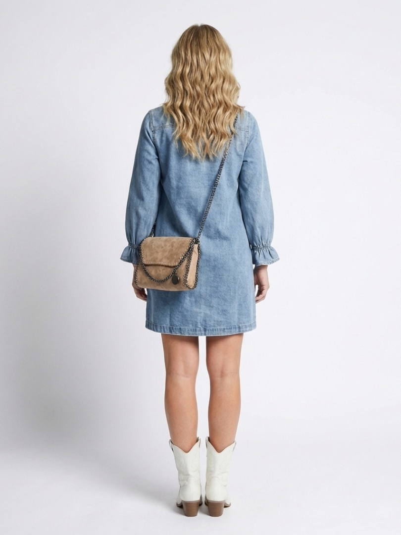 Nilalia | Long Sleeve Button Front Denim Shirt Dress