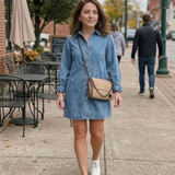 Nilalia | Long Sleeve Button Front Denim Shirt Dress