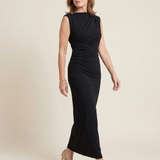Romida | Sleeveless Draped High Neck Midi Dress