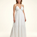 Penda | Halter Neck Gathered Bodice Tiered Maxi Dress
