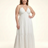 Penda | Halter Neck Gathered Bodice Tiered Maxi Dress