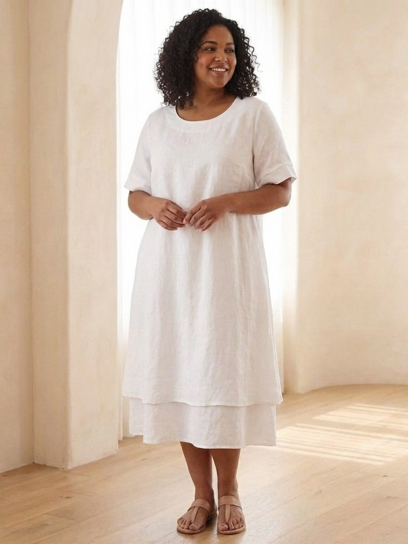 Temette | Layered Short Sleeve Midi Dress