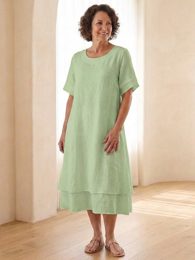Temette | Layered Short Sleeve Midi Dress