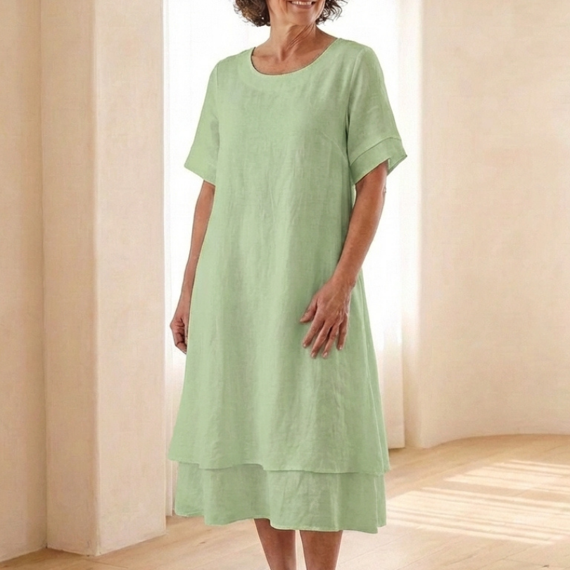 Temette | Layered Short Sleeve Midi Dress