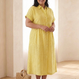 Delwynne | Striped Button Front Short Sleeve Midi Dress