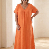 Norwyn | V Neck Short Sleeve Midi Dress