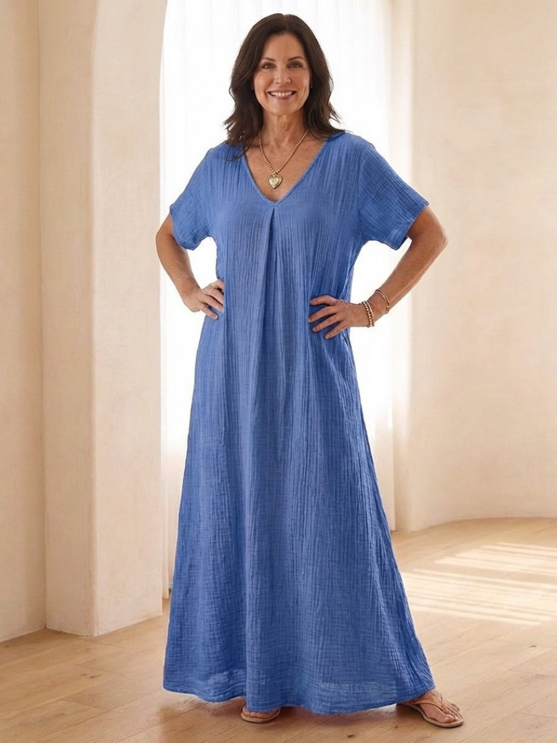 Norwyn | V Neck Short Sleeve Midi Dress
