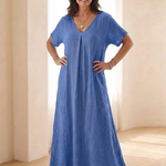 Norwyn | V Neck Short Sleeve Midi Dress