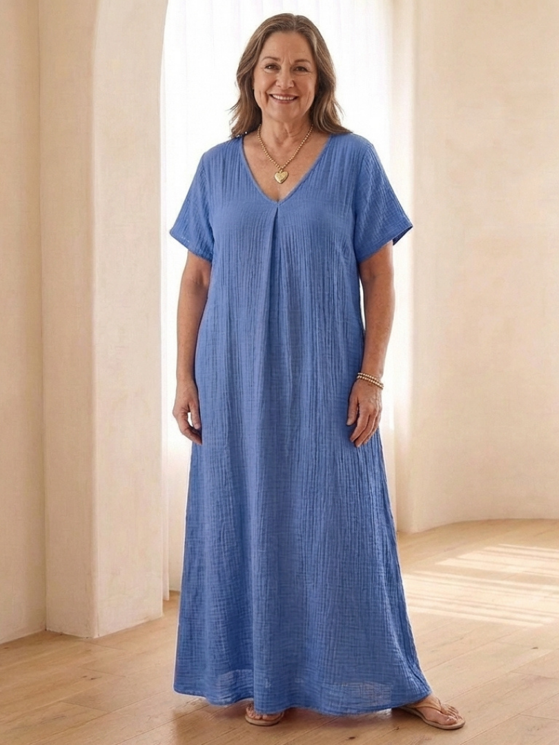 Norwyn | V Neck Short Sleeve Midi Dress