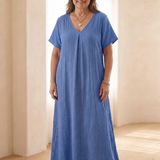 Norwyn | V Neck Short Sleeve Midi Dress