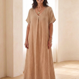 Norwyn | V Neck Short Sleeve Midi Dress
