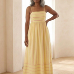 Kalbeth | Spaghetti Strap Striped Maxi Dress Gathered Waist