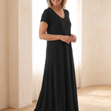 Vesina | V Neck Short Sleeve Pocket Maxi Dress