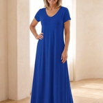 Vesina | V Neck Short Sleeve Pocket Maxi Dress